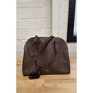 Kate Spade Dark Brown Saffiano Leather Satchel Dome Bag Gold Hardware